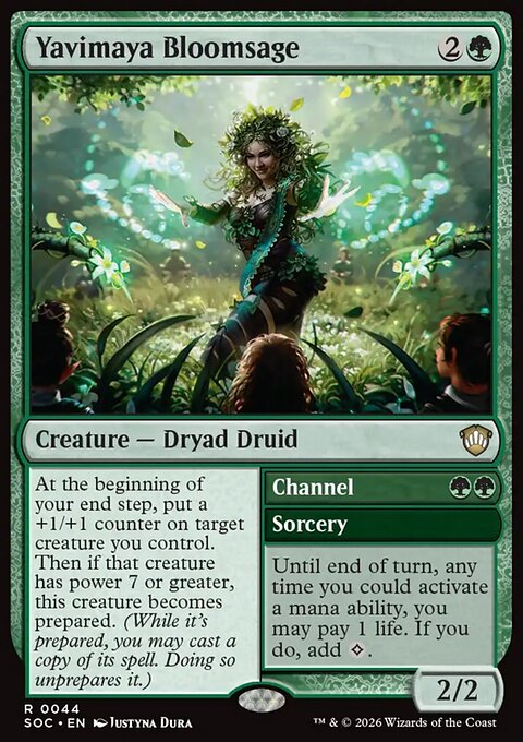 Yavimaya Bloomsage // Channel, Secrets of Strixhaven Commander #44, Magic: The Gathering card
