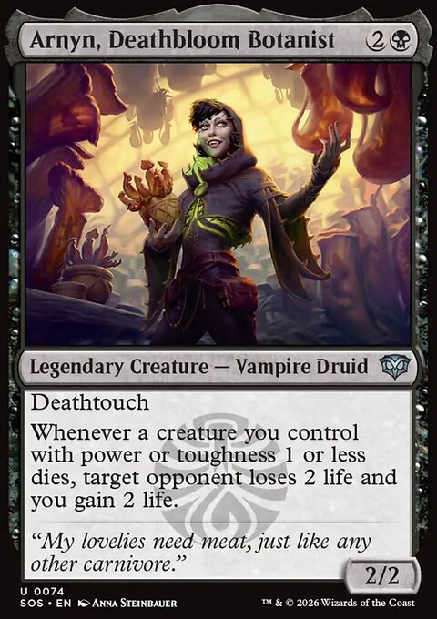 Arnyn, Deathbloom Botanist, Secrets of Strixhaven #74, Magic: The Gathering card
