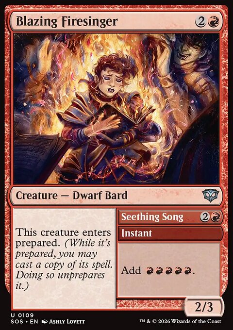Blazing Firesinger // Seething Song, Secrets of Strixhaven #109, Magic: The Gathering card
