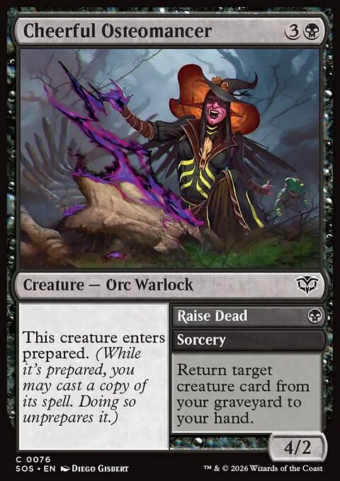 Cheerful Osteomancer // Raise Dead, Secrets of Strixhaven #76, Magic: The Gathering card