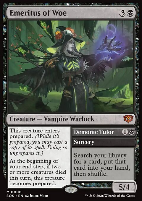 Emeritus of Woe // Demonic Tutor, Secrets of Strixhaven #80, Magic: The Gathering card