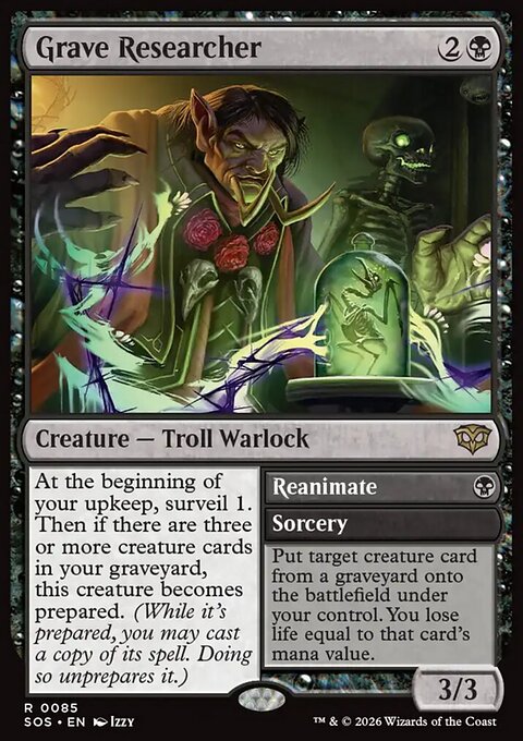 Grave Researcher // Reanimate, Secrets of Strixhaven #85, Magic: The Gathering card