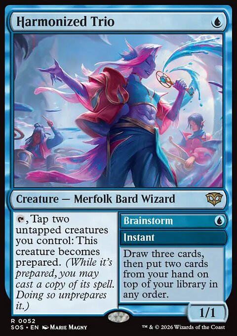 Harmonized Trio // Brainstorm, Secrets of Strixhaven #52, Magic: The Gathering card