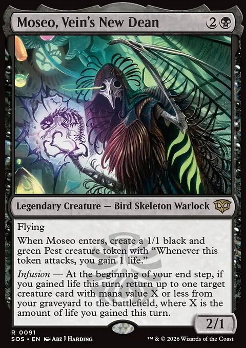 Moseo, Vein's New Dean, Secrets of Strixhaven #91, Magic: The Gathering card