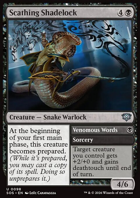 Scathing Shadelock // Venomous Words, Secrets of Strixhaven #98, Magic: The Gathering card