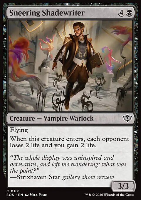 Sneering Shadewriter, Secrets of Strixhaven #101, Magic: The Gathering card