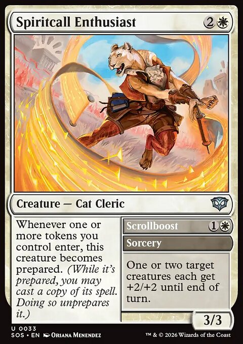 Spiritcall Enthusiast // Scrollboost, Secrets of Strixhaven #33, Magic: The Gathering card