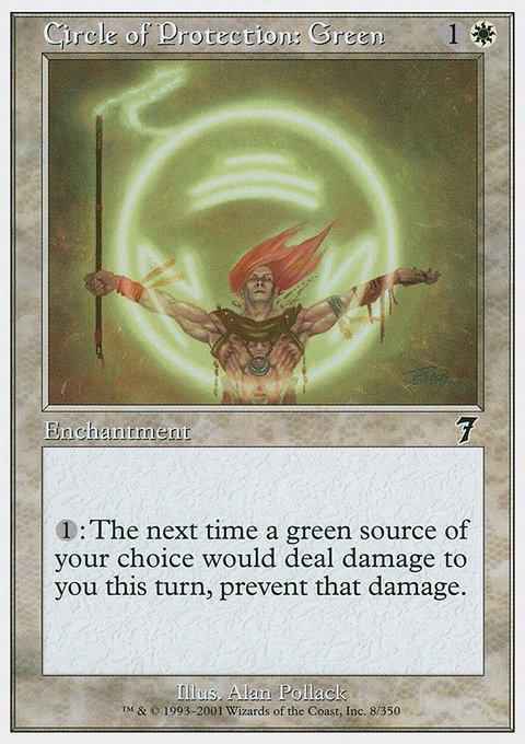 Circle of Protection: Green, Seventh Edition #8, Magic: The Gathering card