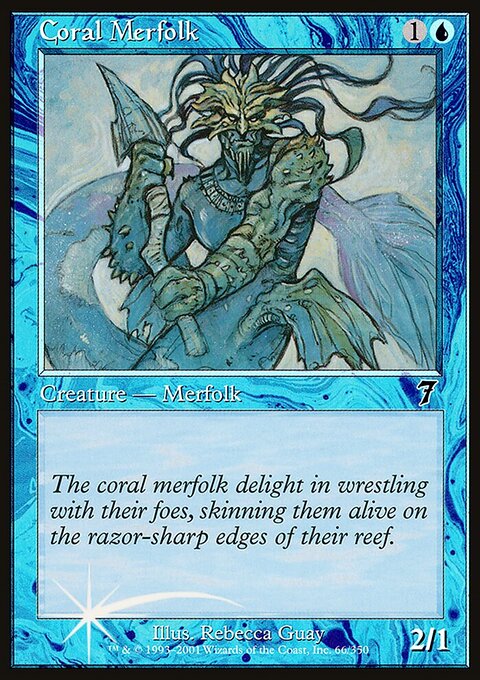 Coral Merfolk, Seventh Edition #66★, Magic: The Gathering card