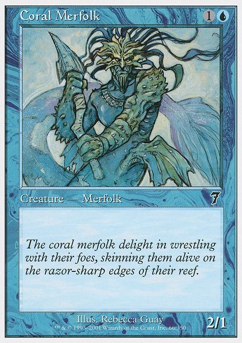Coral Merfolk, Seventh Edition #66, Magic: The Gathering card