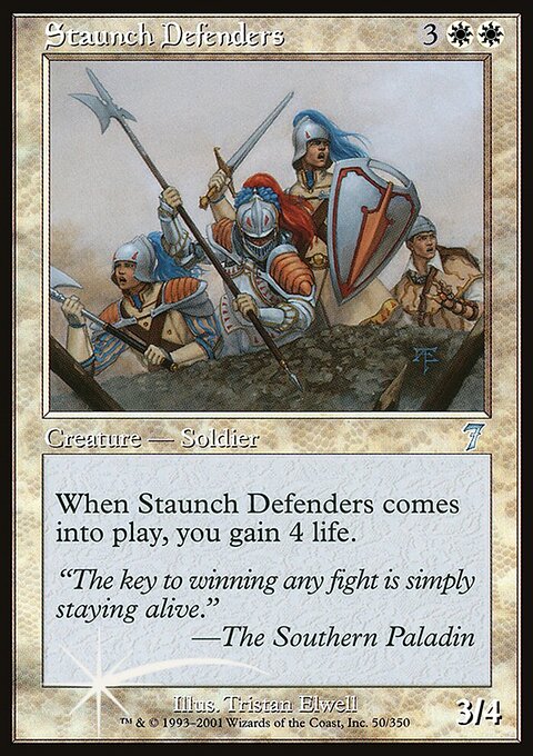 Staunch Defenders, Seventh Edition #50★, Magic: The Gathering card