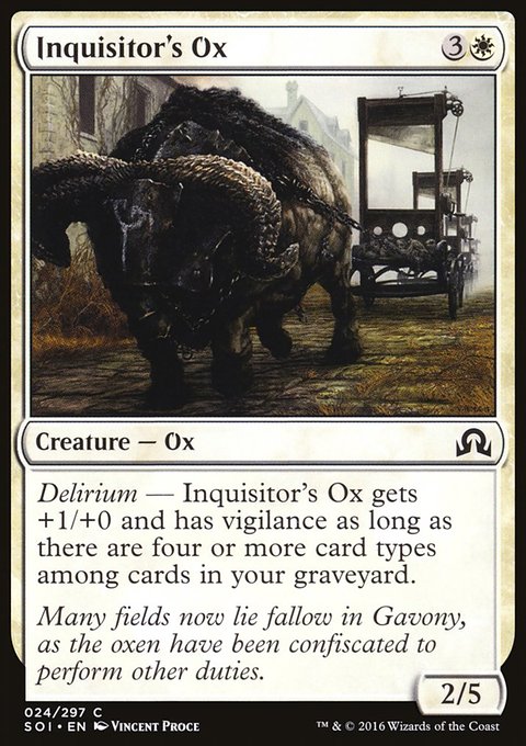 Inquisitor's Ox, Shadows over Innistrad #24, Magic: The Gathering card