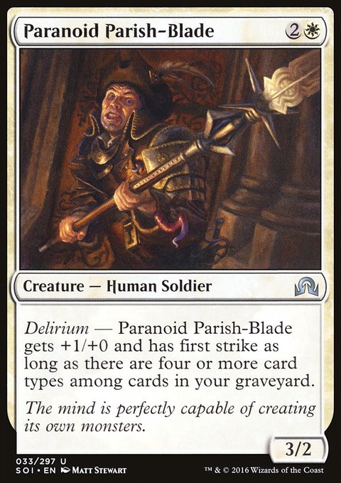 Paranoid Parish-Blade, Shadows over Innistrad #33, Magic: The Gathering card