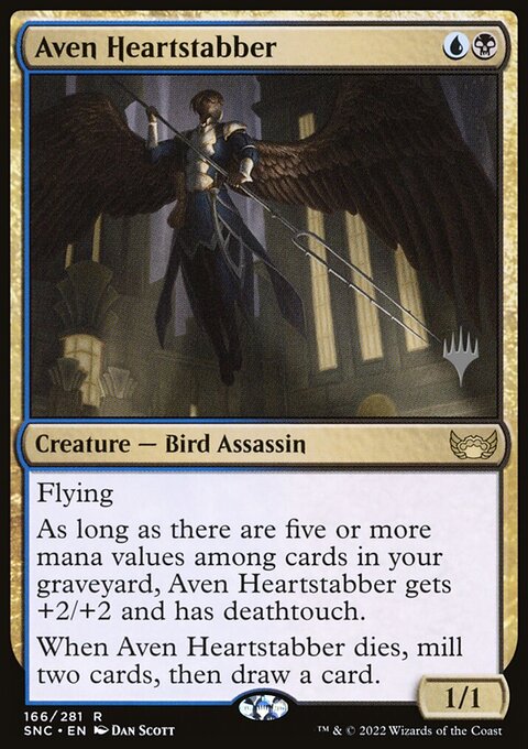Aven Heartstabber, Streets of New Capenna Promos #166p, Magic: The Gathering card