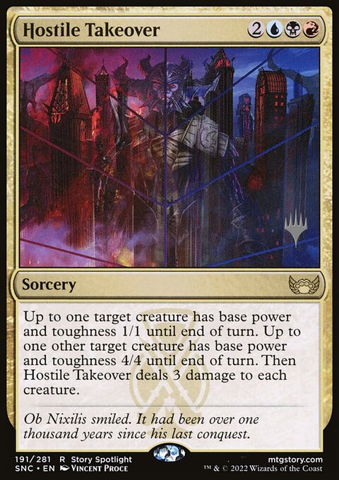 Hostile Takeover, Streets of New Capenna Promos #191p, Magic: The Gathering card