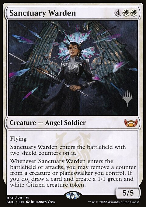Sanctuary Warden, Streets of New Capenna Promos #30p, Magic: The Gathering card