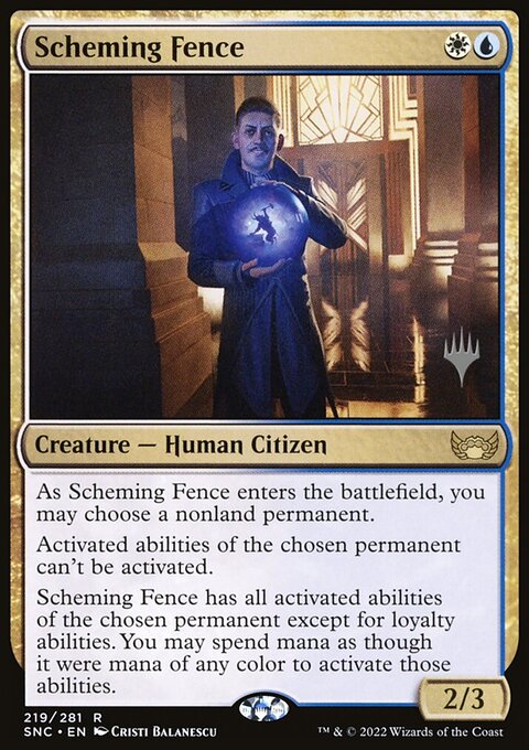 Scheming Fence, Streets of New Capenna Promos #219p, Magic: The Gathering card
