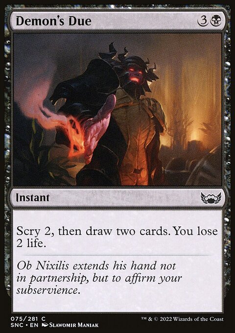 Demon's Due, Streets of New Capenna #75, Magic: The Gathering card