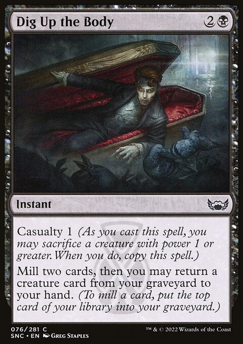 Dig Up the Body, Streets of New Capenna #76, Magic: The Gathering card