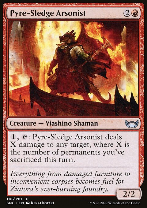 Pyre-Sledge Arsonist, Streets of New Capenna #118, Magic: The Gathering card