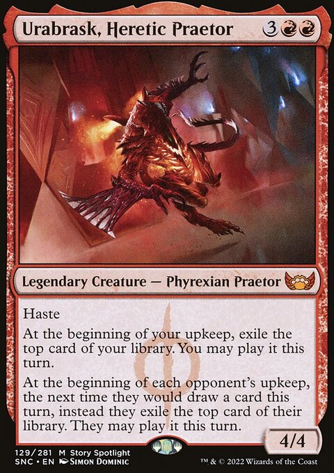 Urabrask, Heretic Praetor, Streets of New Capenna #129, Magic: The Gathering card