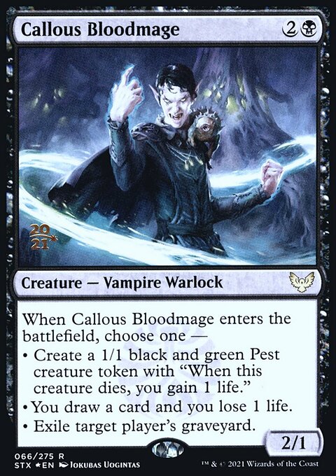 Callous Bloodmage, Strixhaven: School of Mages Promos #66s, Magic: The Gathering card