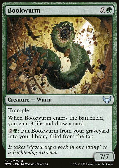 Bookwurm, Strixhaven: School of Mages #123, Magic: The Gathering card