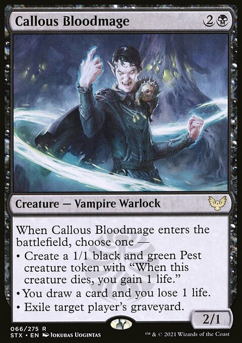Callous Bloodmage, Strixhaven: School of Mages #66, Magic: The Gathering card
