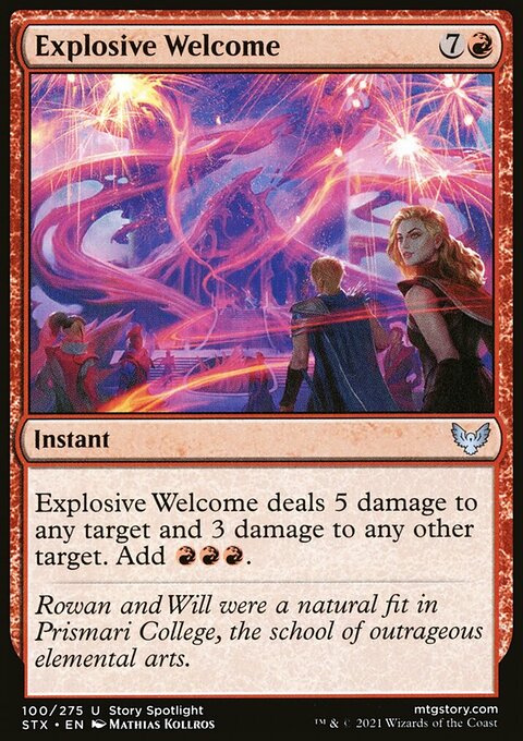 Explosive Welcome, Strixhaven: School of Mages #100, Magic: The Gathering card