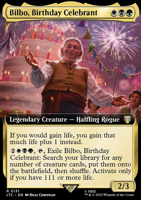 Bilbo, Birthday Celebrant, Tales of Middle-earth Commander #131, Magic: The Gathering card