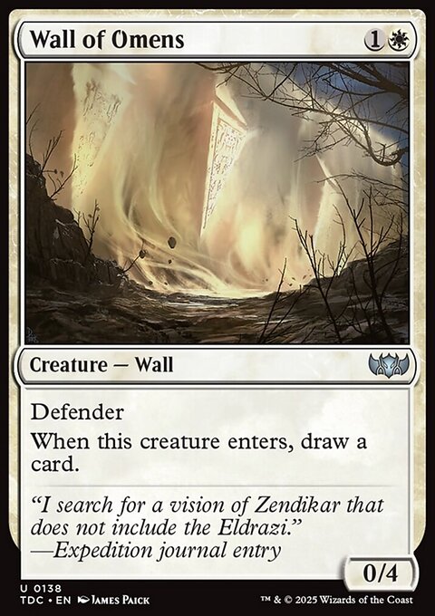 Wall of Omens, Tarkir: Dragonstorm Commander #138, Magic: The Gathering card