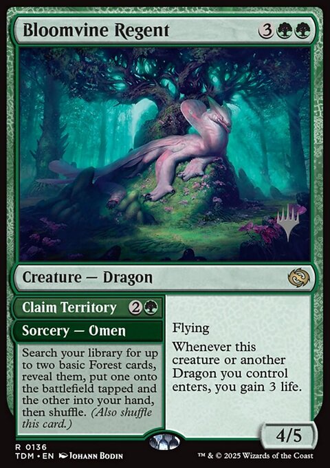 Bloomvine Regent // Claim Territory, Tarkir: Dragonstorm Promos #136p, Magic: The Gathering card