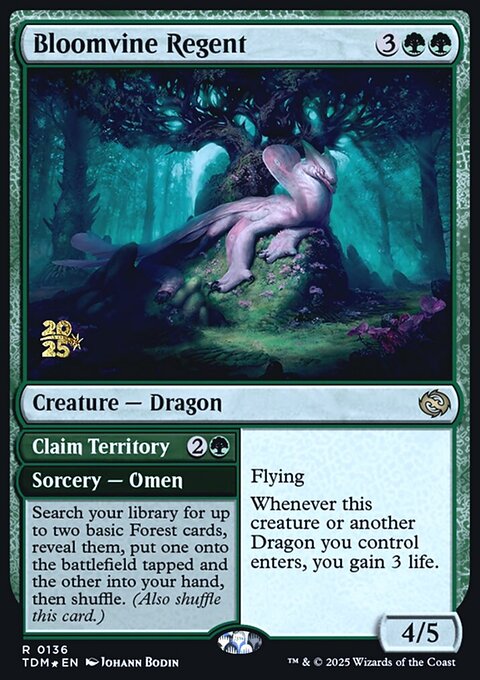 Bloomvine Regent // Claim Territory, Tarkir: Dragonstorm Promos #136s, Magic: The Gathering card