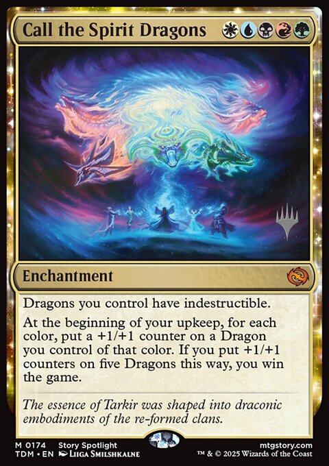 Call the Spirit Dragons, Tarkir: Dragonstorm Promos #174p, Magic: The Gathering card