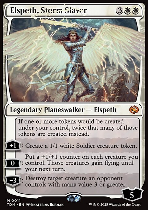 Elspeth, Storm Slayer, Tarkir: Dragonstorm Promos #11p, Magic: The Gathering card