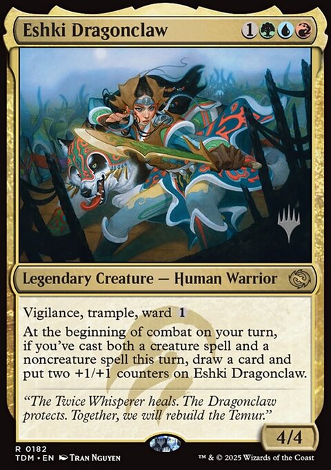 Eshki Dragonclaw, Tarkir: Dragonstorm Promos #182p, Magic: The Gathering card