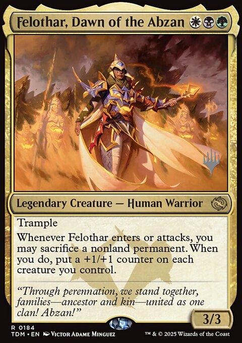Felothar, Dawn of the Abzan, Tarkir: Dragonstorm Promos #184p, Magic: The Gathering card