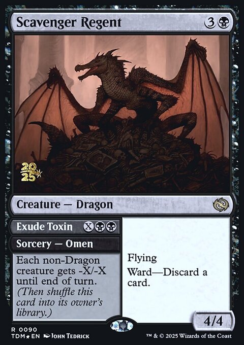 Scavenger Regent // Exude Toxin, Tarkir: Dragonstorm Promos #90s, Magic: The Gathering card
