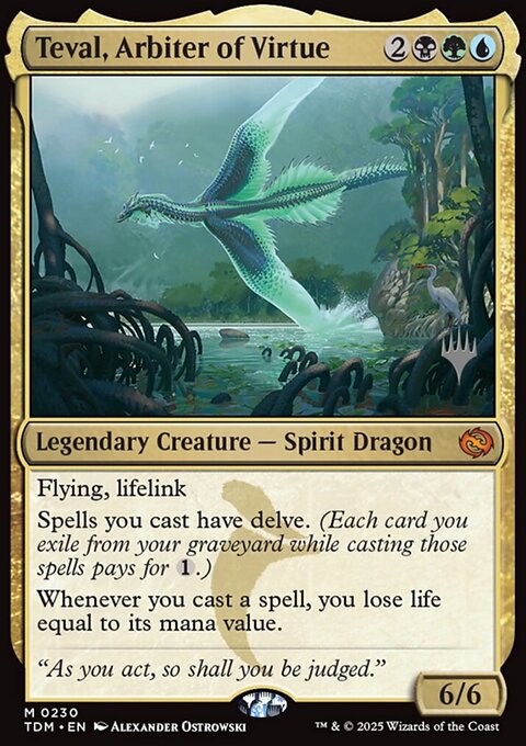Teval, Arbiter of Virtue, Tarkir: Dragonstorm Promos #230p, Magic: The Gathering card