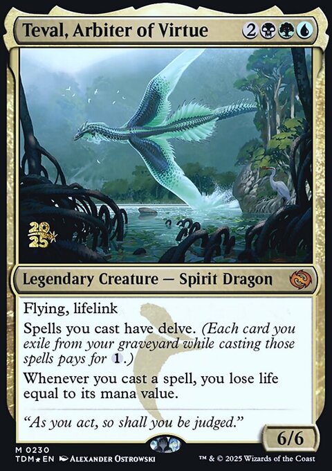 Teval, Arbiter of Virtue, Tarkir: Dragonstorm Promos #230s, Magic: The Gathering card