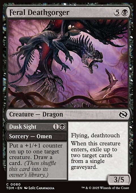 Feral Deathgorger // Dusk Sight, Tarkir: Dragonstorm #80, Magic: The Gathering card