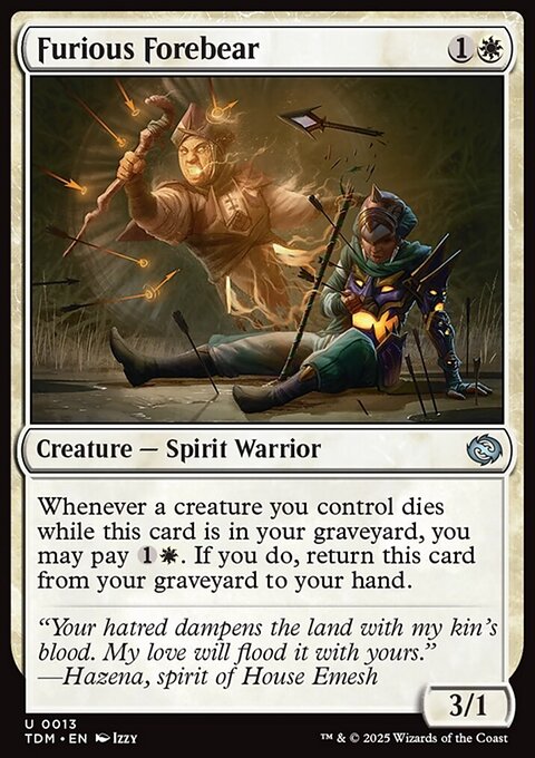 Furious Forebear, Tarkir: Dragonstorm #13, Magic: The Gathering card
