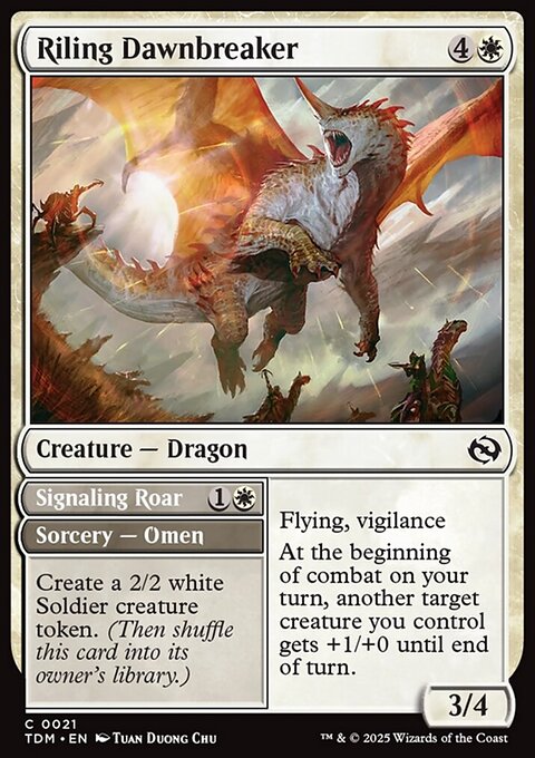 Riling Dawnbreaker // Signaling Roar, Tarkir: Dragonstorm #21, Magic: The Gathering card