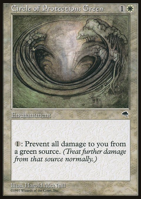 Circle of Protection: Green, Tempest #10, Magic: The Gathering card