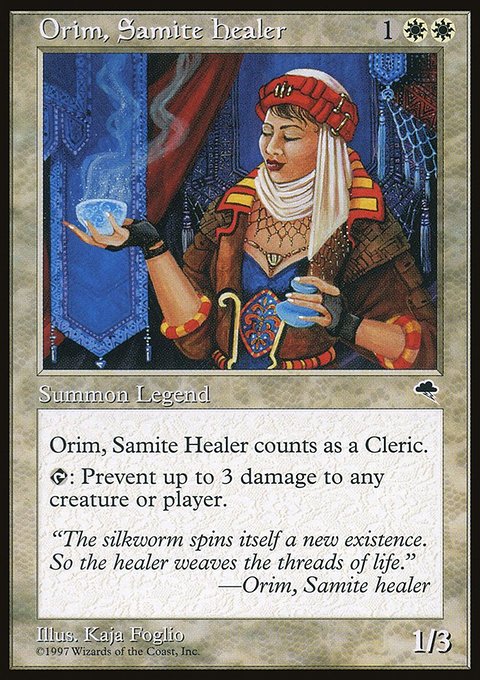 Orim, Samite Healer, Tempest #33, Magic: The Gathering card