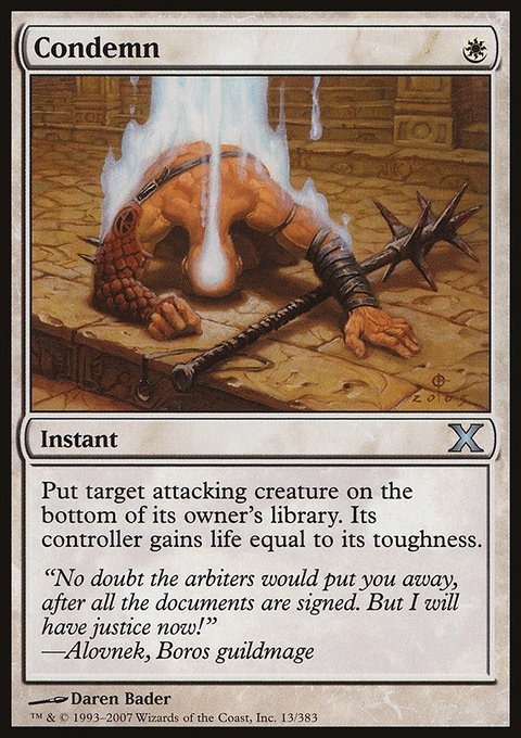 Condemn, Tenth Edition #13, Magic: The Gathering card