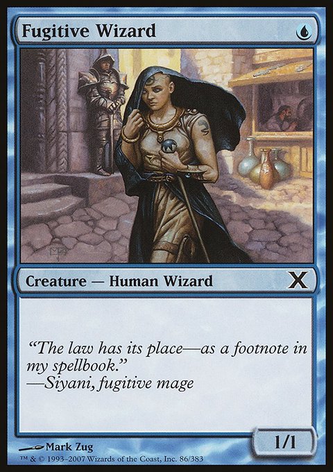 Fugitive Wizard, Tenth Edition #86, Magic: The Gathering card