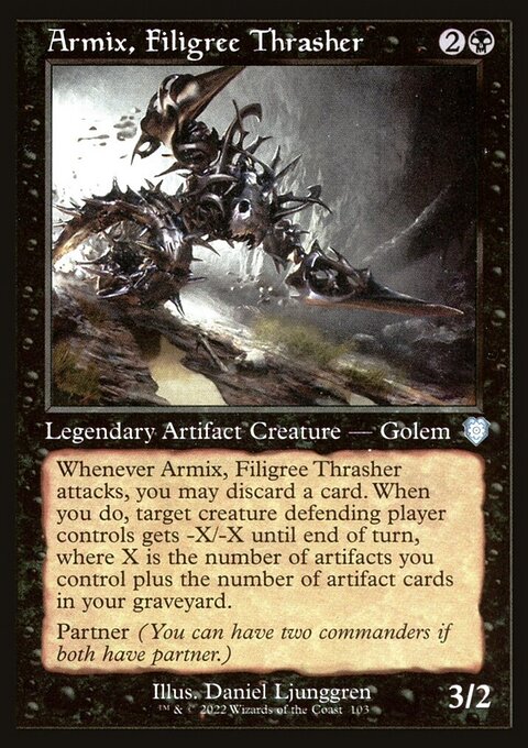 Armix, Filigree Thrasher, The Brothers' War Commander #103, Magic: The Gathering card