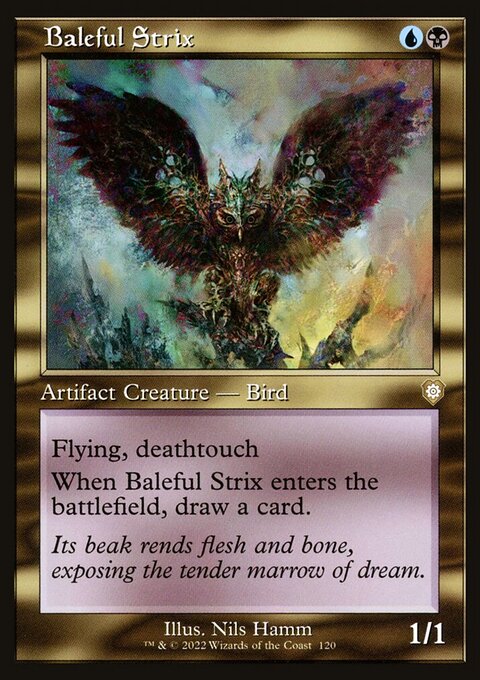 Baleful Strix, The Brothers' War Commander #120, Magic: The Gathering card