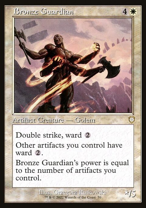 Bronze Guardian, The Brothers' War Commander #70, Magic: The Gathering card